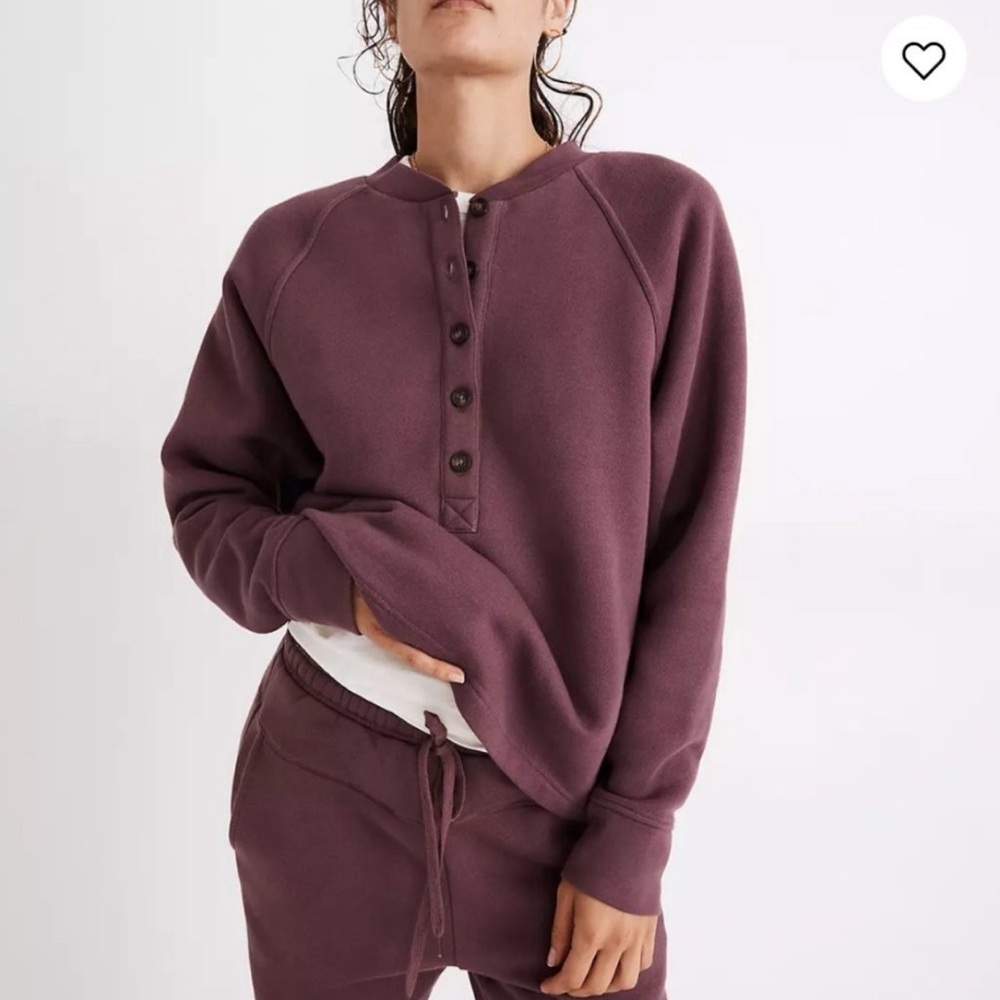 Madewell MWL Betterterry Henley Sweatshirt Pullover Manor Purple Women's Size XS